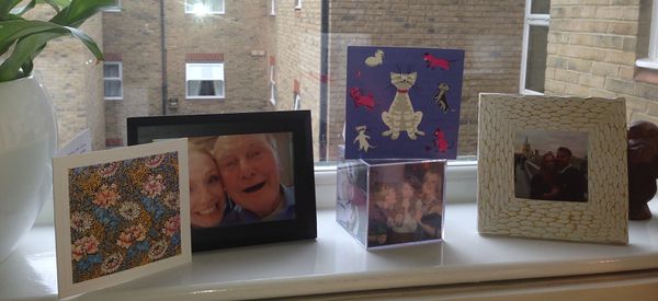 My bedroom window sill, littered with cards and gifts from friends and family, even the photo frames are gifts