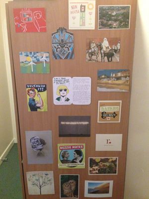 Postcards and cards from friends and family on my wardrobe