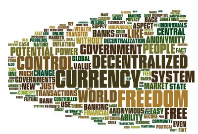 According to the survery published by Zerohedge.com (in bibliography), these are the most used words in descriptions of “favourite aspects of Bitcoin”